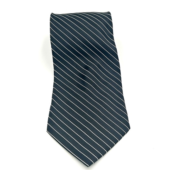 Joseph‎ Feiss Intl 100% Silk Hand Made Mens Necktie Black White Stripe 3.75W 60L - Picture 1 of 6